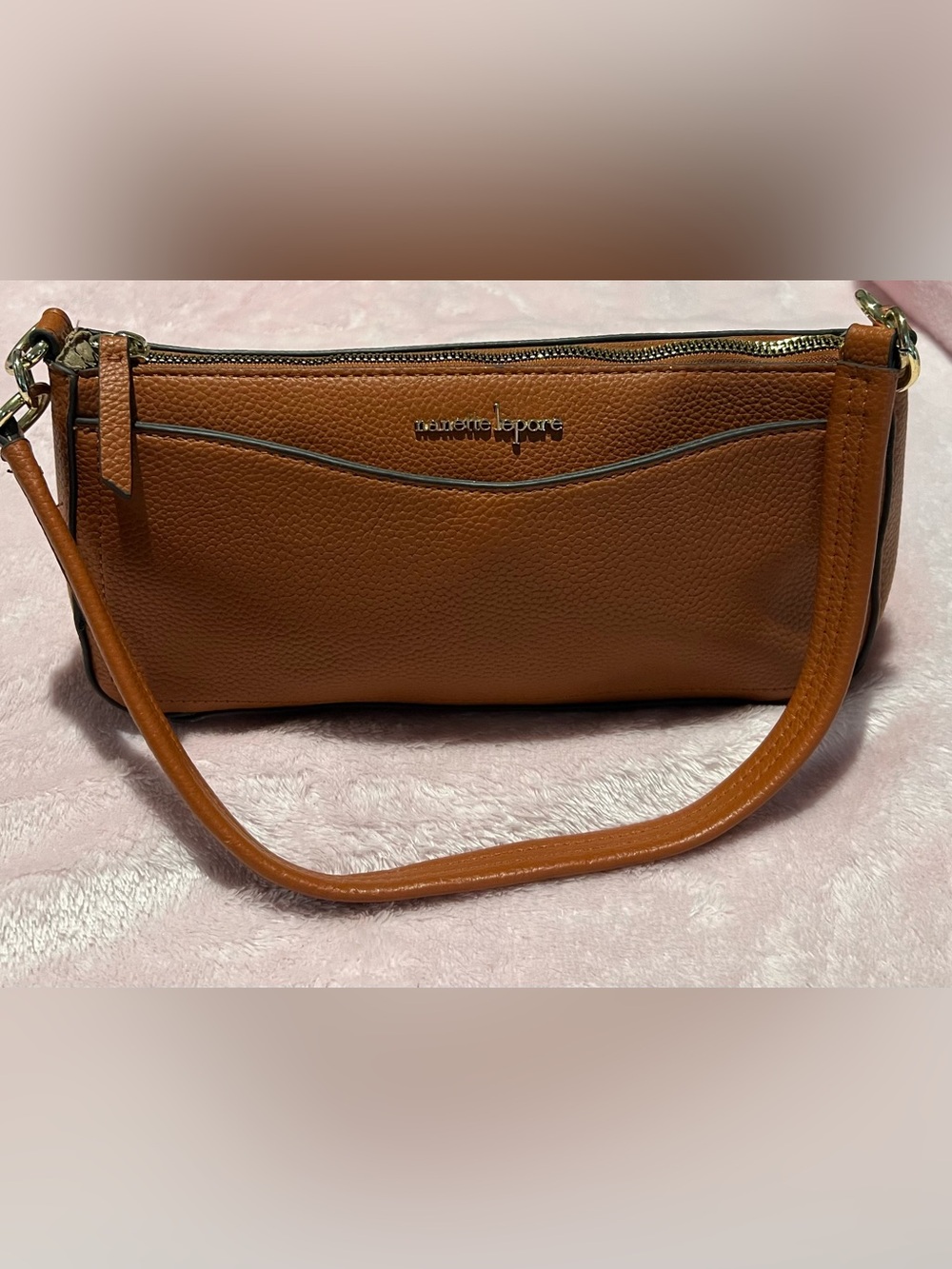 Nanette Lepore Cognac Pebbled Leather Shoulder Bag